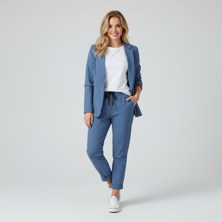 Elegante dames blazerset met moderne pasvorm en luxe uitstraling