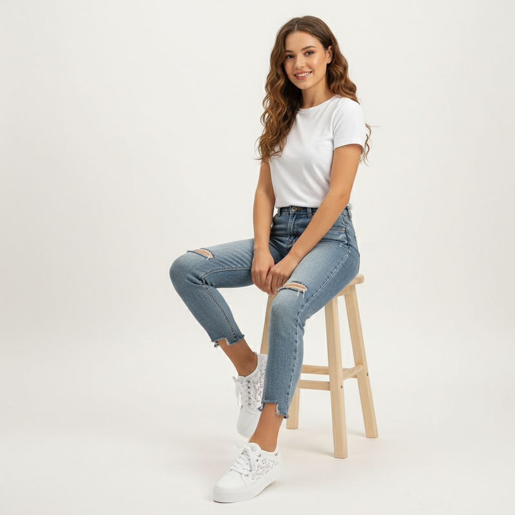 Stijlvolle dames vetersneakers in licht en ademend design