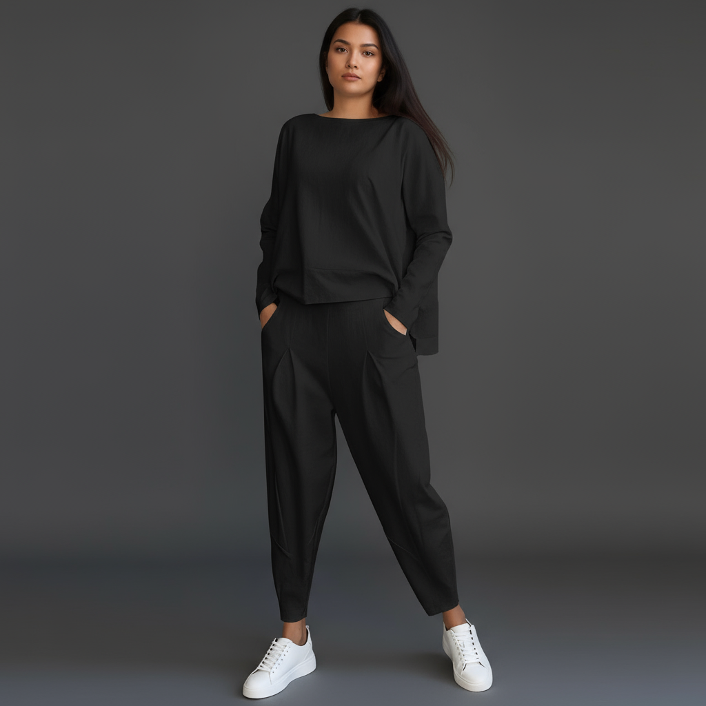 Tweedelige dames sweatset van zachte katoenmix met comfortabele pasvorm