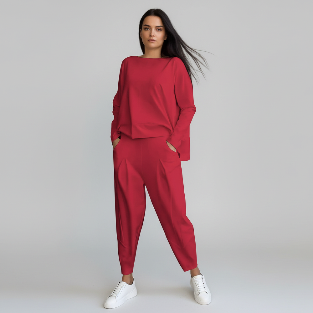 Tweedelige dames sweatset van zachte katoenmix met comfortabele pasvorm