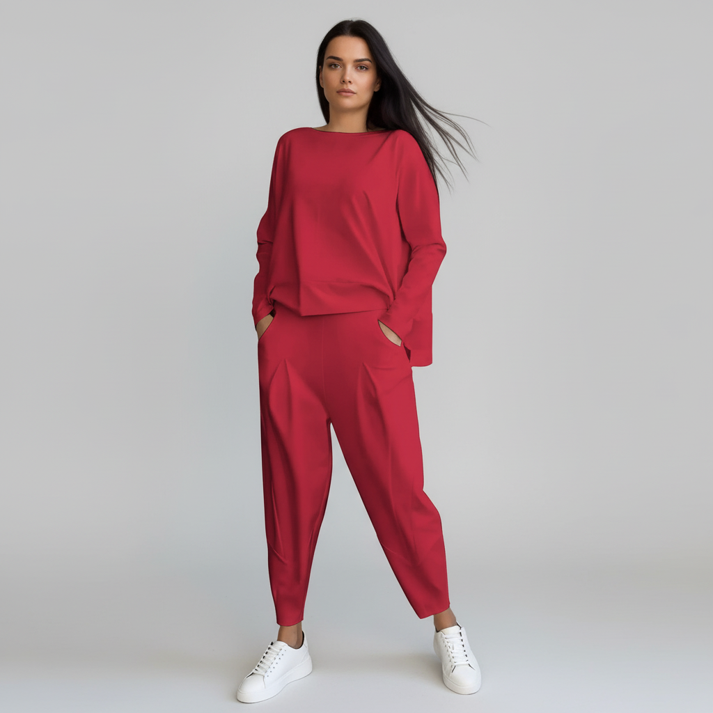 Tweedelige dames sweatset van zachte katoenmix met comfortabele pasvorm