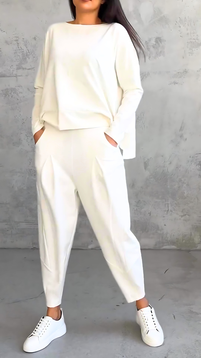 Tweedelige dames sweatset van zachte katoenmix met comfortabele pasvorm