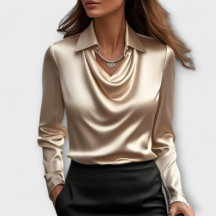 Luxe satijnen dames blouse, elegante en comfortabele stijlvolle top