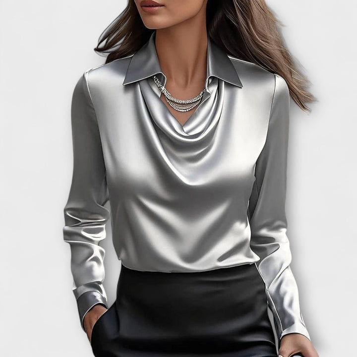 Luxe satijnen dames blouse, elegante en comfortabele stijlvolle top