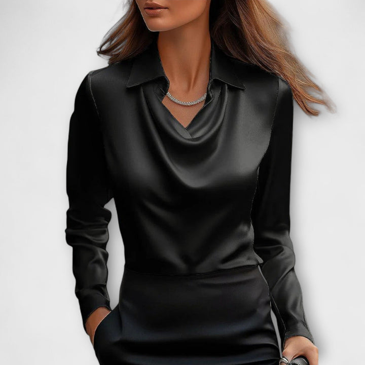 Luxe satijnen dames blouse, elegante en comfortabele stijlvolle top