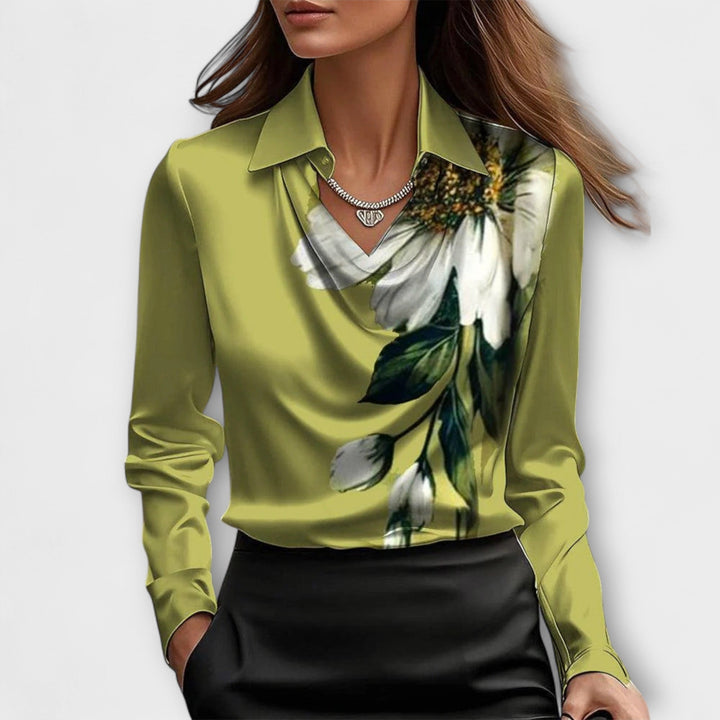 Luxe satijnen dames blouse, elegante en comfortabele stijlvolle top