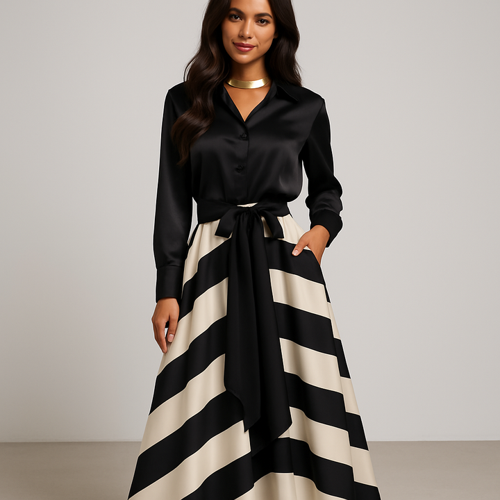 Celeste - Gestreepte Maxi Jurk