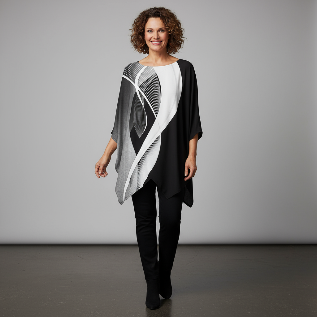 Isabeau geometrische top voor dames van Lenoriva – stijlvolle, moderne en elegante blouse