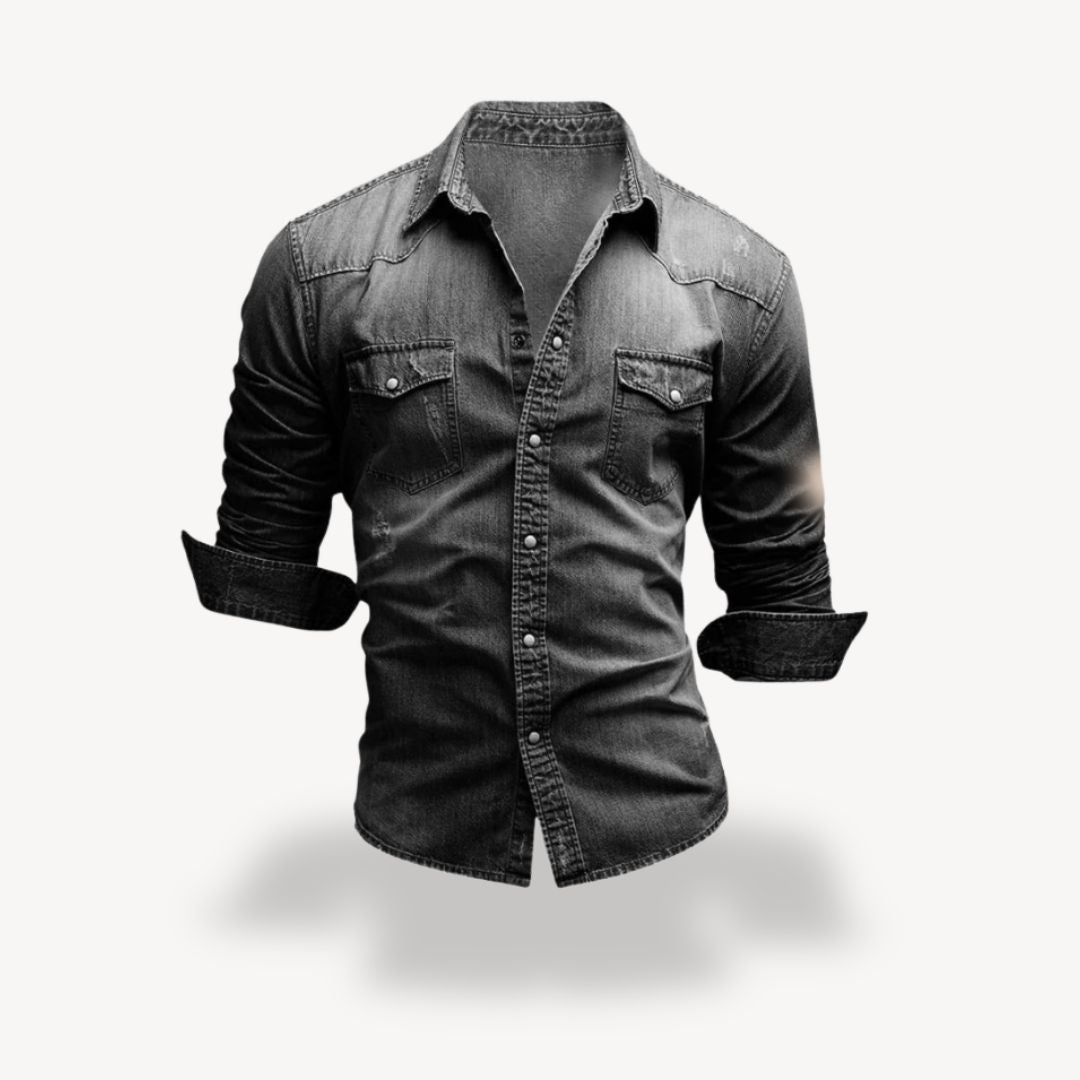 Heren denim westernshirt van hoogwaardig materiaal, comfortabel en stijlvol