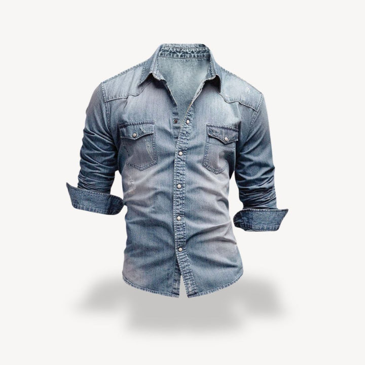 Heren denim westernshirt van hoogwaardig materiaal, comfortabel en stijlvol