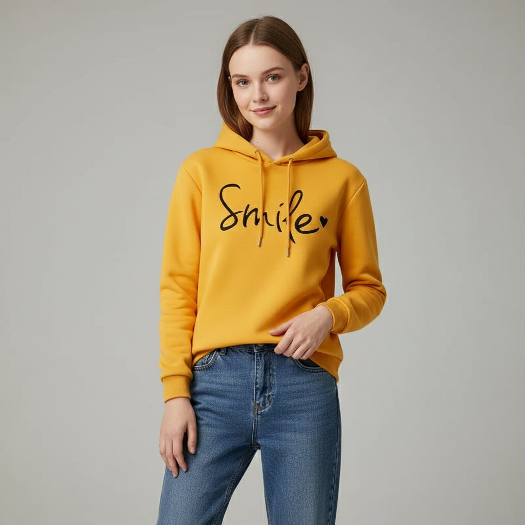 Dames hoodie met vrolijke Smile-print en comfortabel design