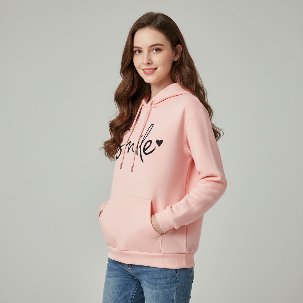 Dames hoodie met vrolijke Smile-print en comfortabel design