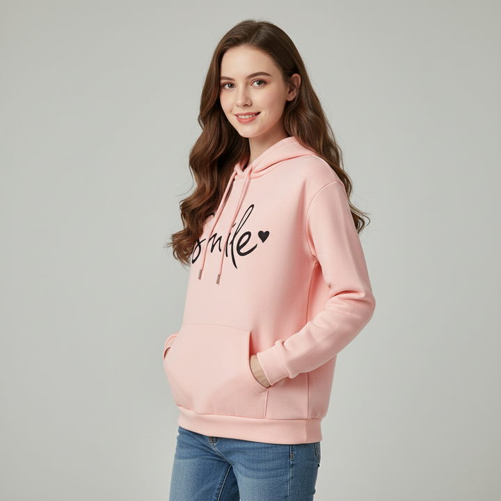 Dames hoodie met vrolijke Smile-print en comfortabel design