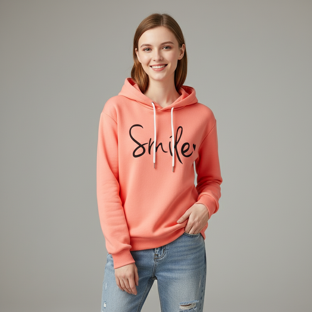 Dames hoodie met vrolijke Smile-print en comfortabel design