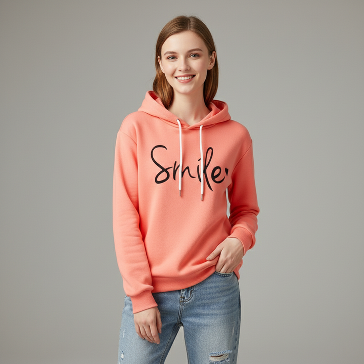 Dames hoodie met vrolijke Smile-print en comfortabel design
