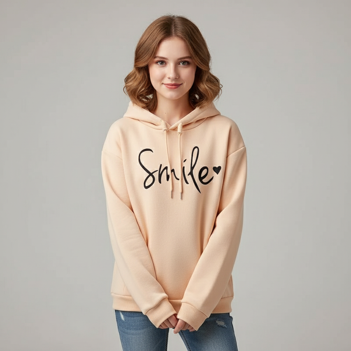 Dames hoodie met vrolijke Smile-print en comfortabel design