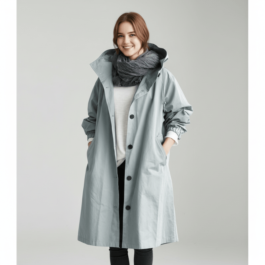 Lange dames trenchcoat met ceintuur en elegante pasvorm