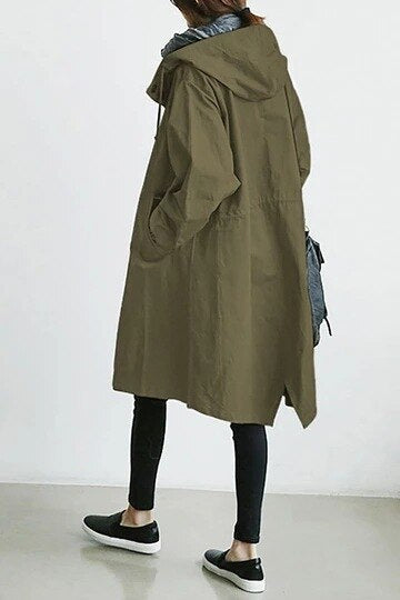 Lange dames trenchcoat met ceintuur en elegante pasvorm
