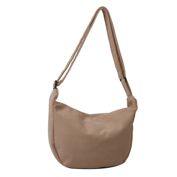 Dames corduroy schoudertas met artistiek design