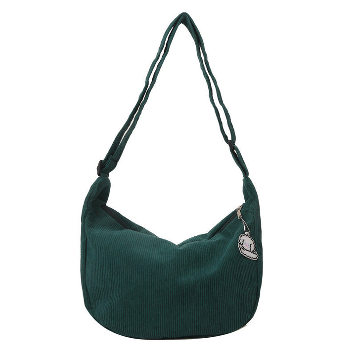 Dames corduroy schoudertas met artistiek design