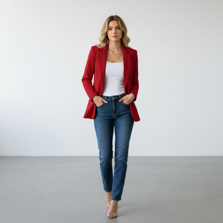 Elegante dames blazer met één knoop en getailleerde pasvorm