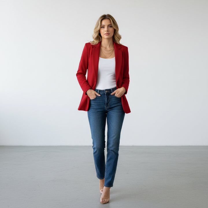 Elegante dames blazer met één knoop en getailleerde pasvorm