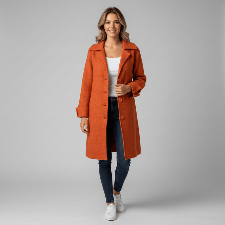 Lange casual damesjas met single-breasted design en elegante pasvorm