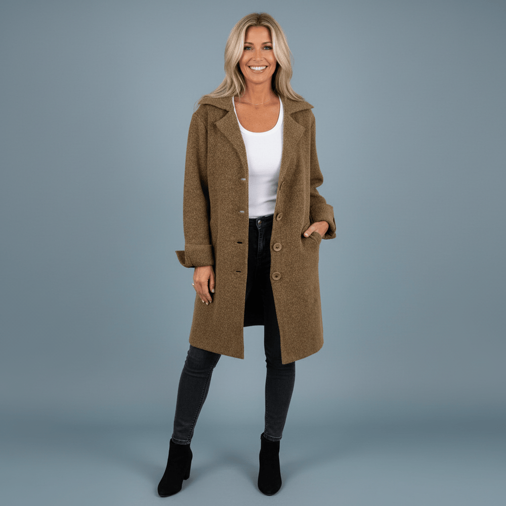 Lange casual damesjas met single-breasted design en elegante pasvorm