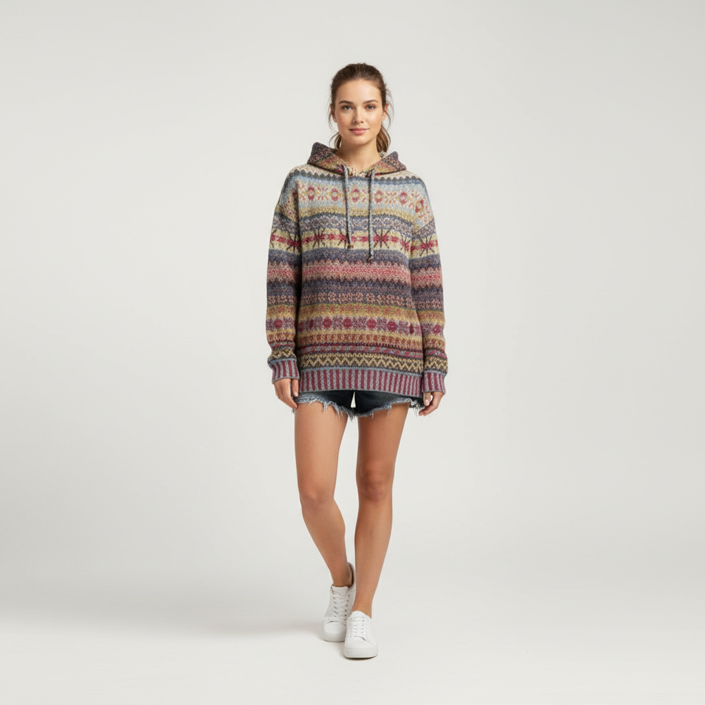 Gebreide pullover hoodie van zacht materiaal, warm en comfortabel