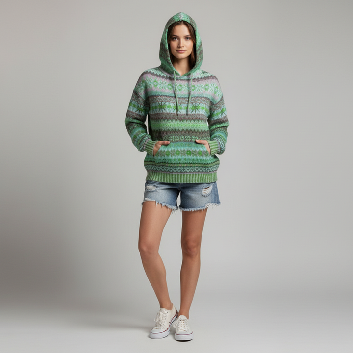 Gebreide pullover hoodie van zacht materiaal, warm en comfortabel