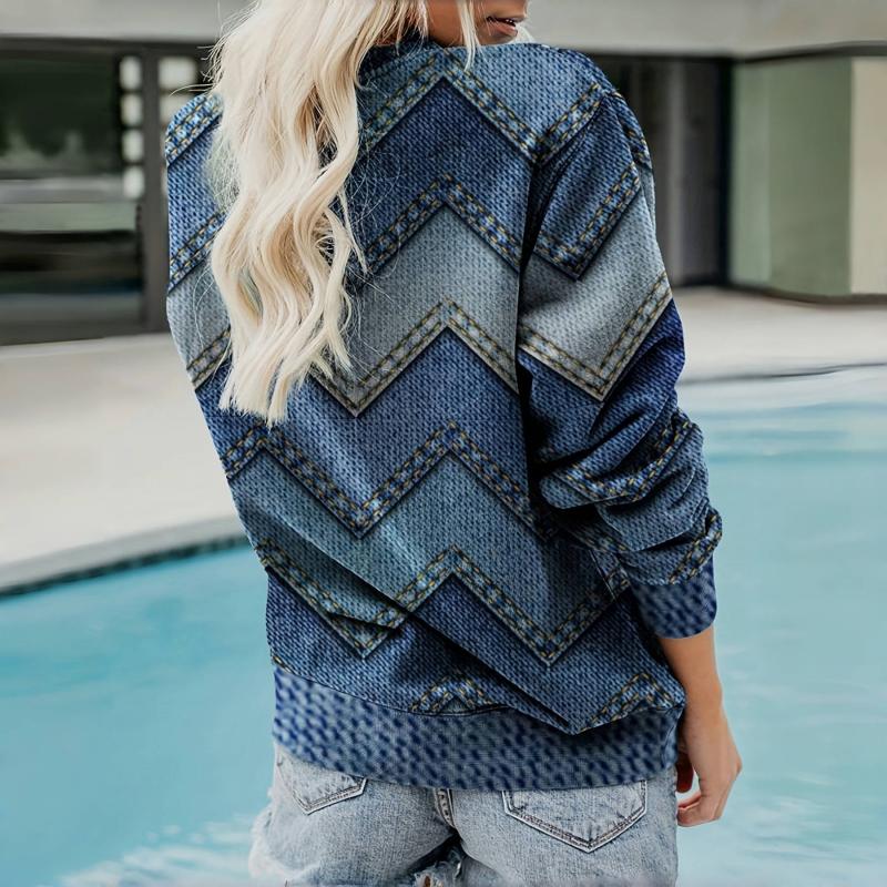 Vintage dames sweatshirt met geometrische print, zacht en trendy voor casual outfits