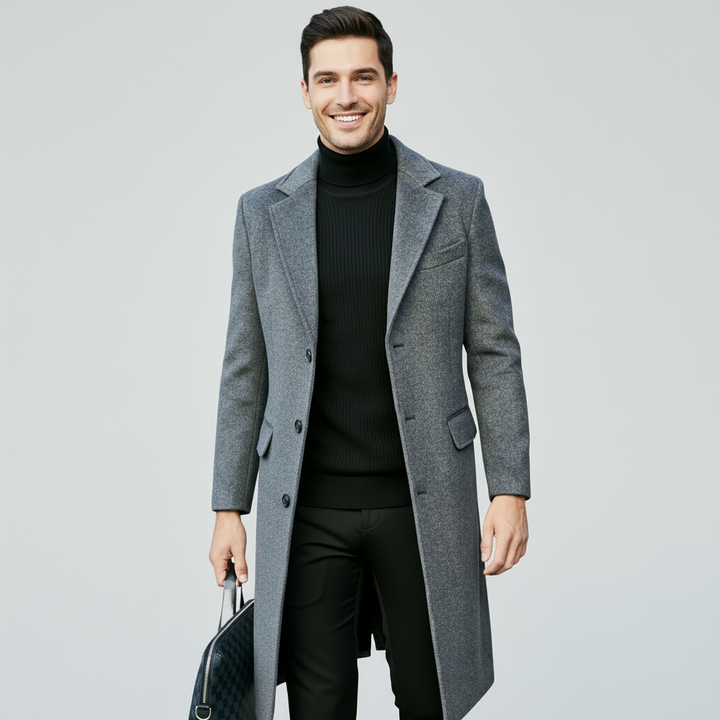 Wollen heren overjas, warm en stijlvol voor elegante looks