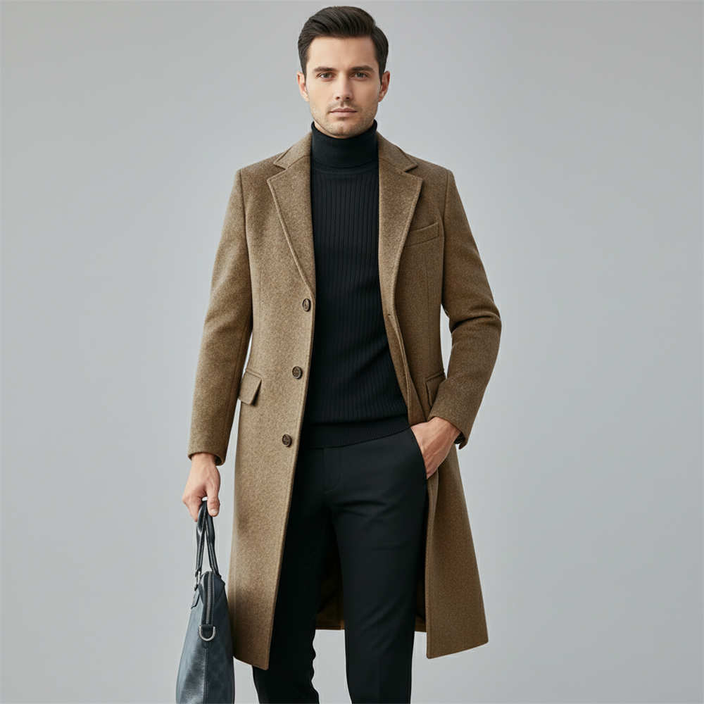 Wollen heren overjas, warm en stijlvol voor elegante looks