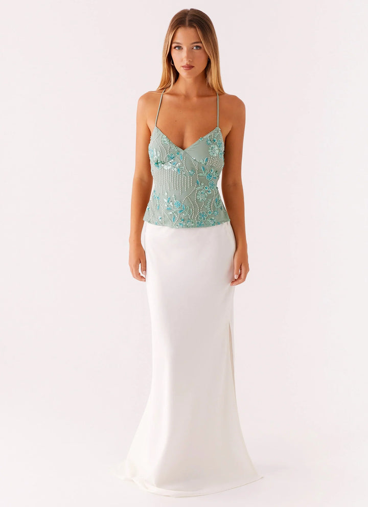Liora – Backless Embroidered Top