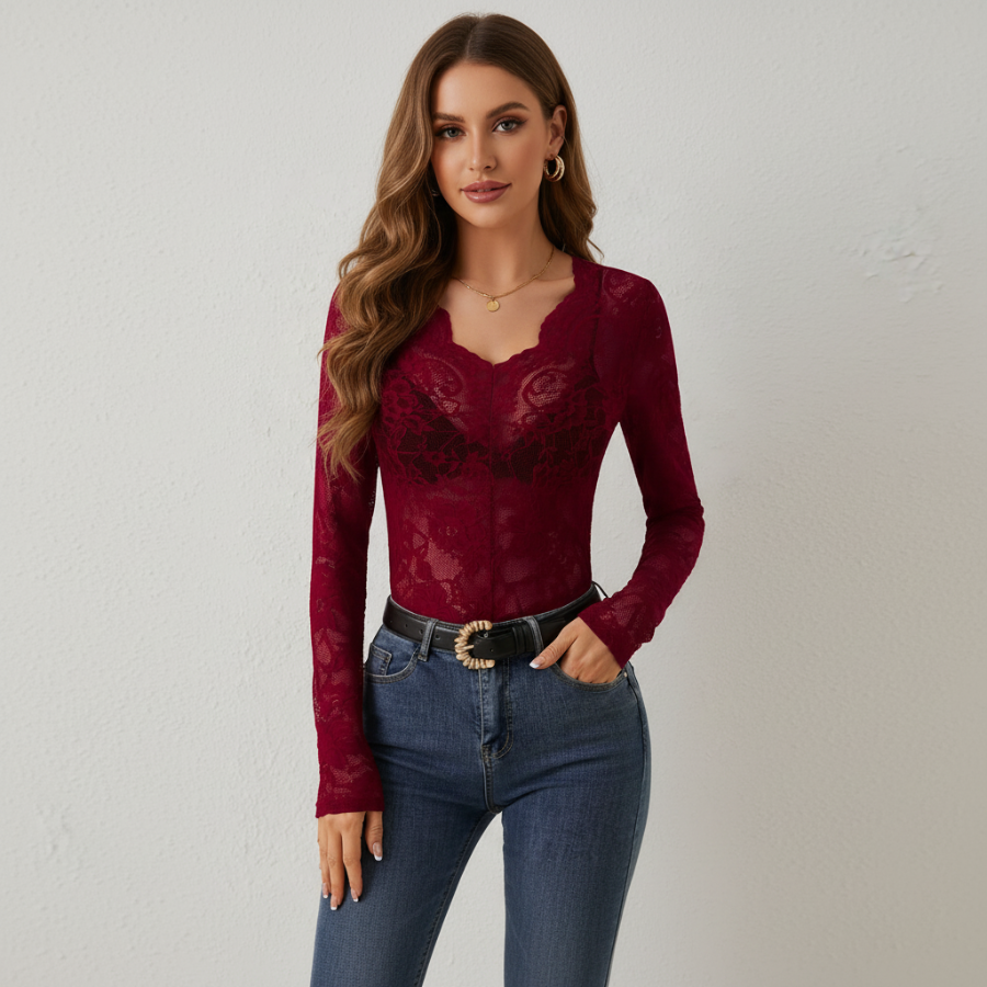 Noëlle kanten shirt voor dames van Lenoriva – elegant, luchtig en verfijnd design