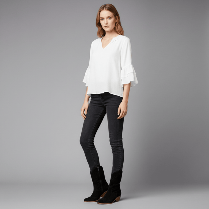 Dames western enkellaarsjes met lage hak en stikseldetails