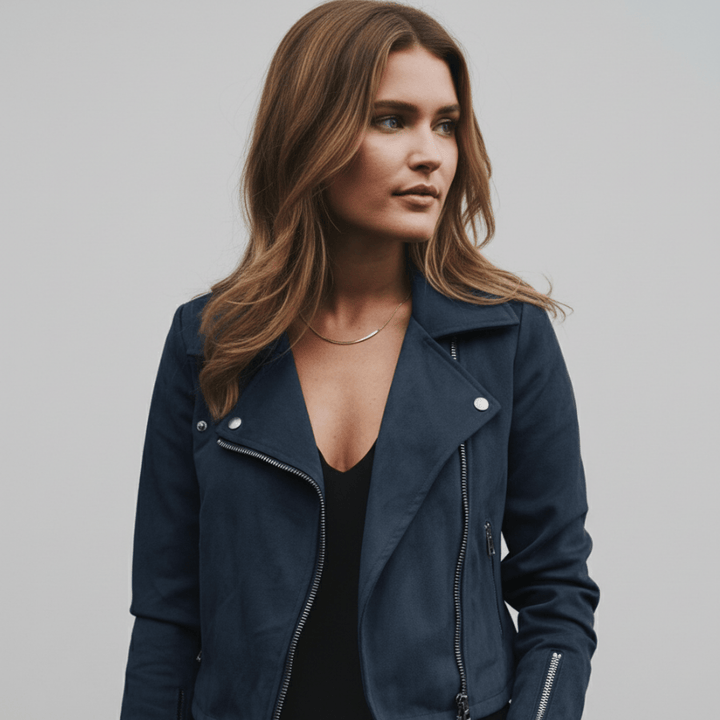 Dames fleecejack in bikerstijl met ritsdetails en zachte stof