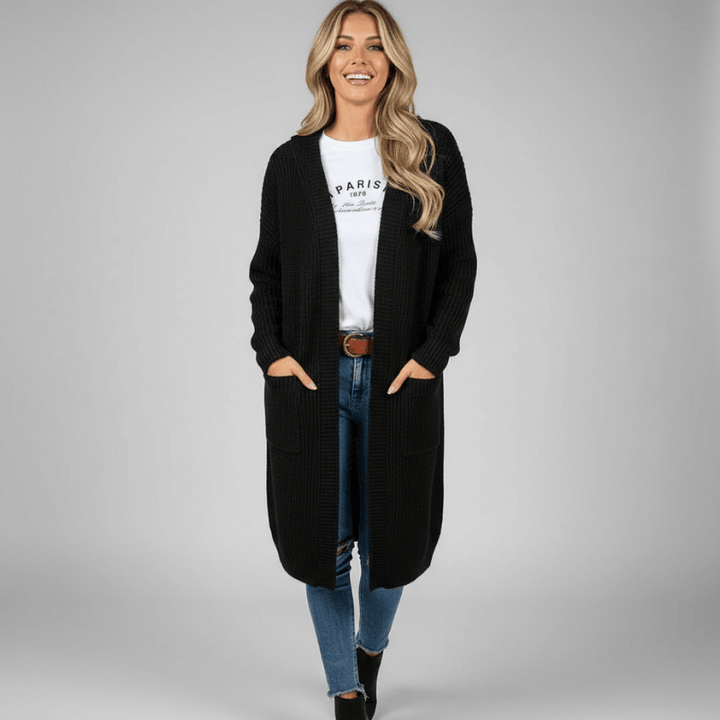 Léonie lang gebreid comfortvest voor dames van Lenoriva – elegant en zacht vest met luxe uitstraling