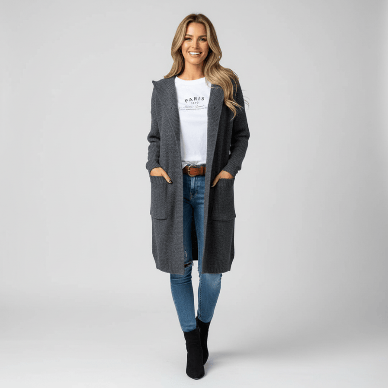 Léonie lang gebreid comfortvest voor dames van Lenoriva – elegant en zacht vest met luxe uitstraling