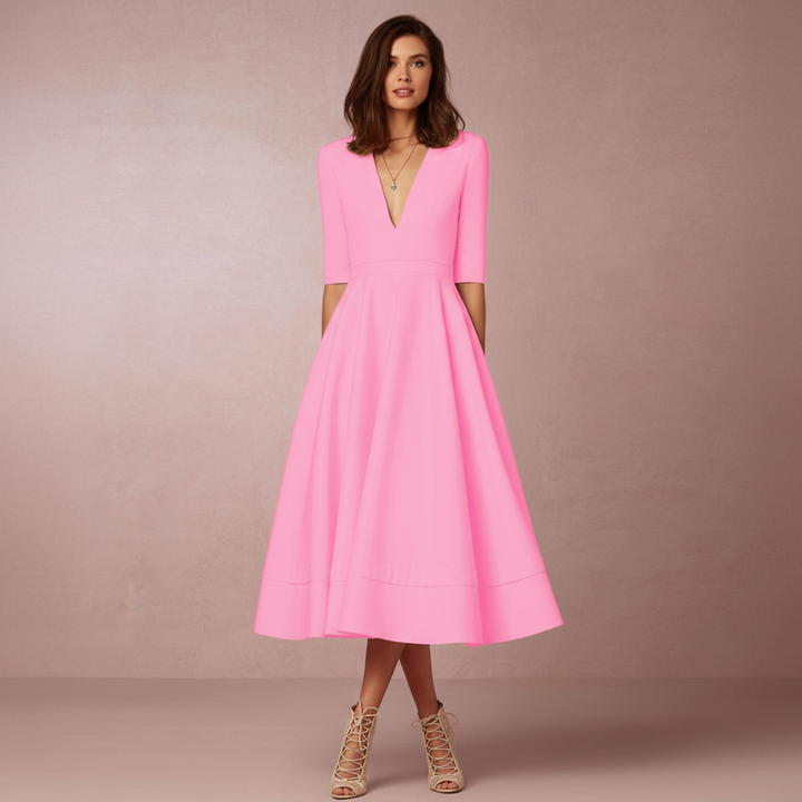 Elegante dames midi-jurk, stijlvol en comfortabel voor elke gelegenheid