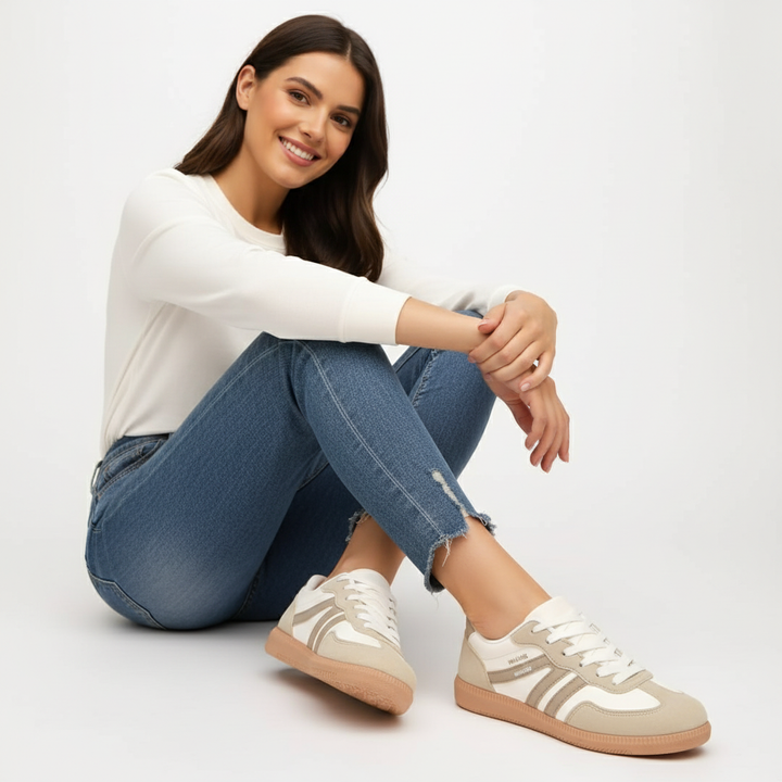Leonie retro vetersneakers voor dames, trendy casual sneakers met comfort