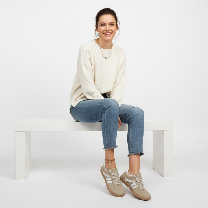 Leonie retro vetersneakers voor dames, trendy casual sneakers met comfort