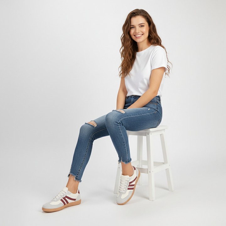 Leonie retro vetersneakers voor dames, trendy casual sneakers met comfort