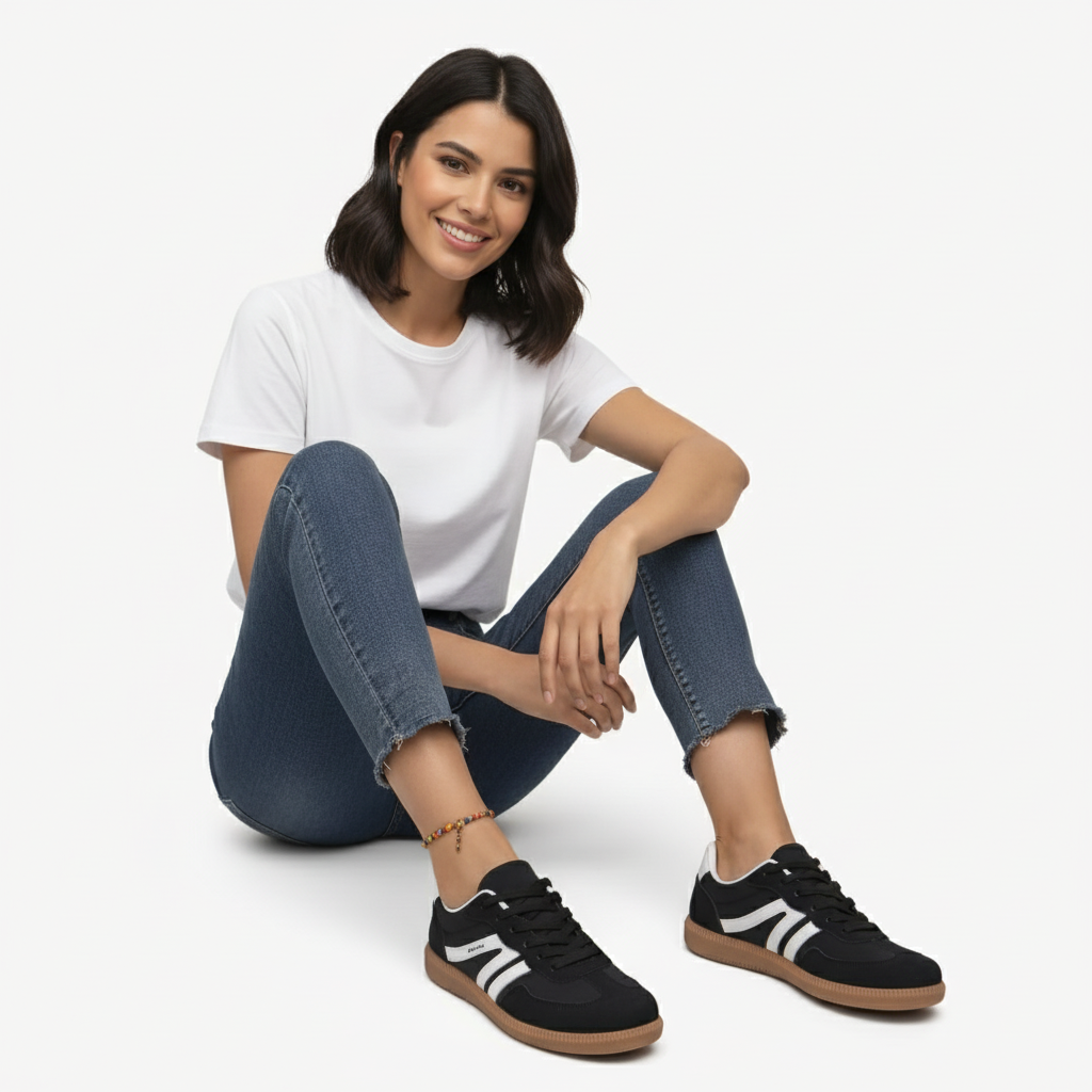 Leonie retro vetersneakers voor dames, trendy casual sneakers met comfort