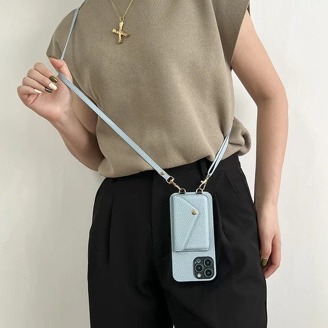 Celeste leren crossbody telefoonhoesje voor dames van Lenoriva – elegant leren hoesje met verstelbare riem