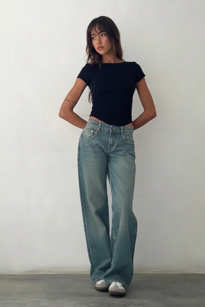 Dames low waist wide leg jeans in moderne stijl