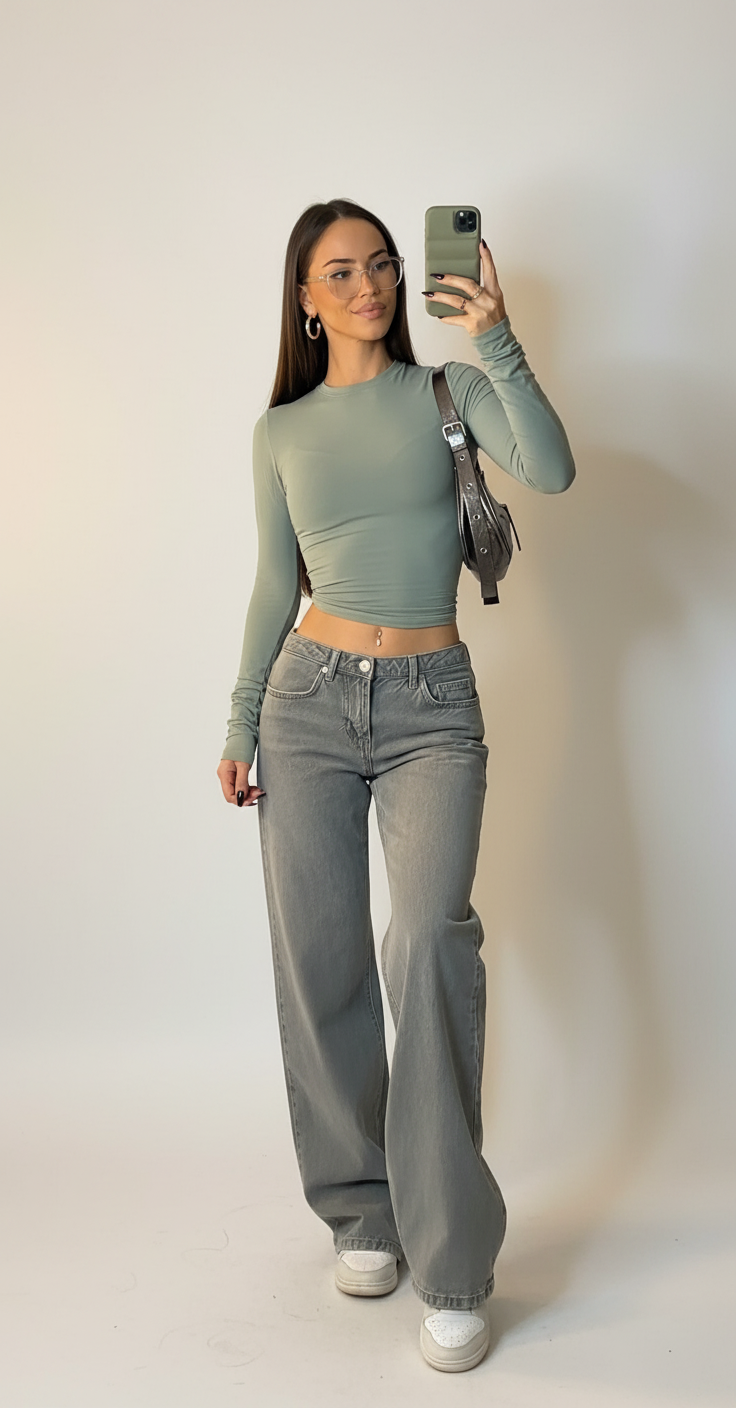 Dames low waist wide leg jeans in moderne stijl
