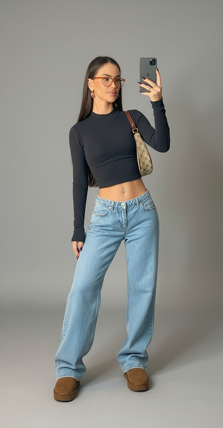 Dames low waist wide leg jeans in moderne stijl