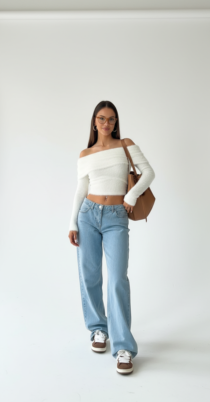 Dames low waist wide leg jeans in moderne stijl