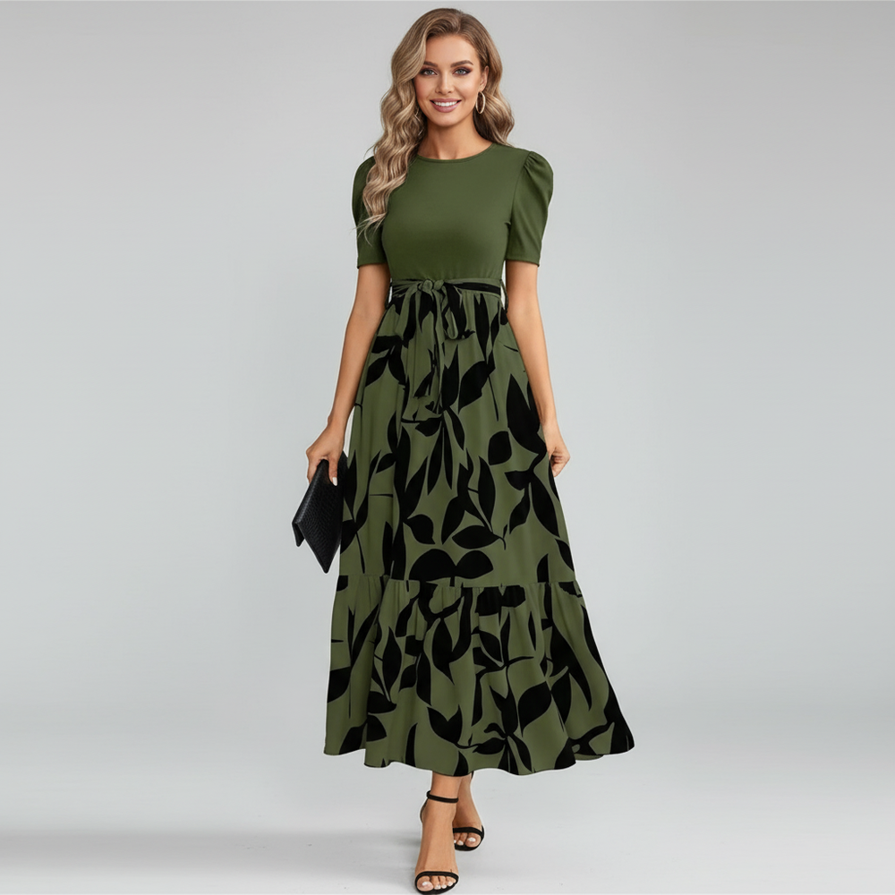 Elegante dames maxi-jurk met luxe stof en vloeiende pasvorm